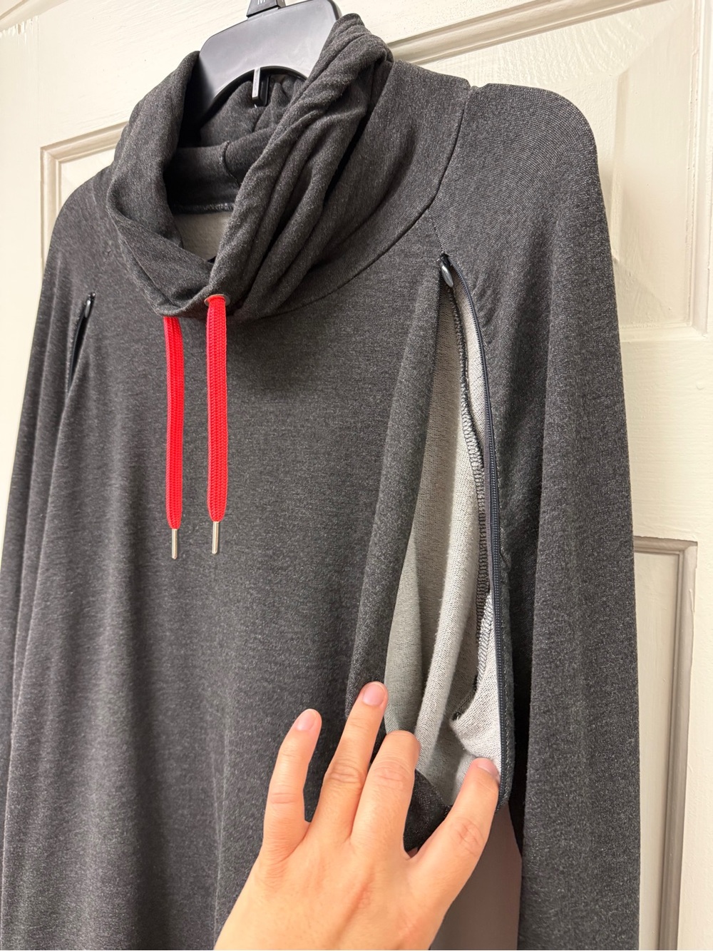 Seraphine maternity nursing cowl-neck sweatshirt charcoal grey size M - Picture 5 of 8